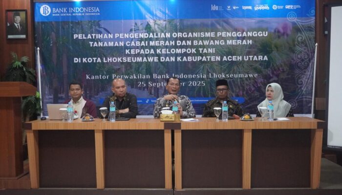 Dukung Panen Optimal, BI Lhokseumawe bersama Pemda Gelar Pelatihan Pengendalian OPT Bawang Merah dan Cabai Merah