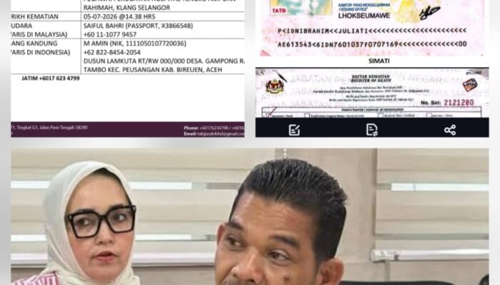 Azhari Cage Bantu Pulangkan Jenazah Warga Bireuen dan Dua Anaknya dari Malaysia, Biaya Rp27 Juta Ditanggung Pribadi